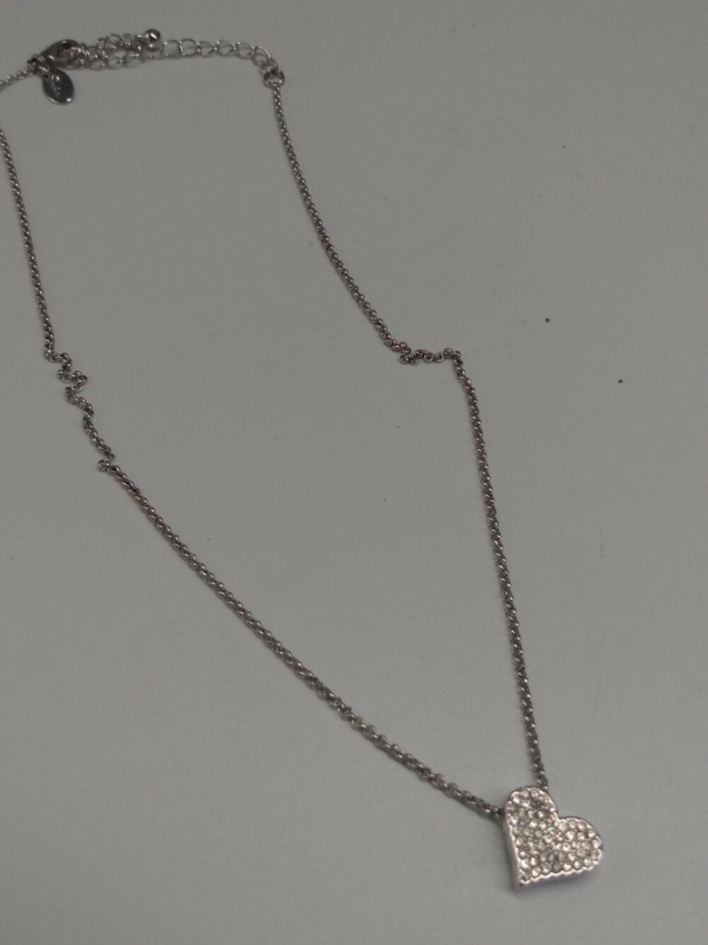 Lia Sophia "Susanne Marie" Silvertone/Cut crystal heart pendent necklace 16-19"